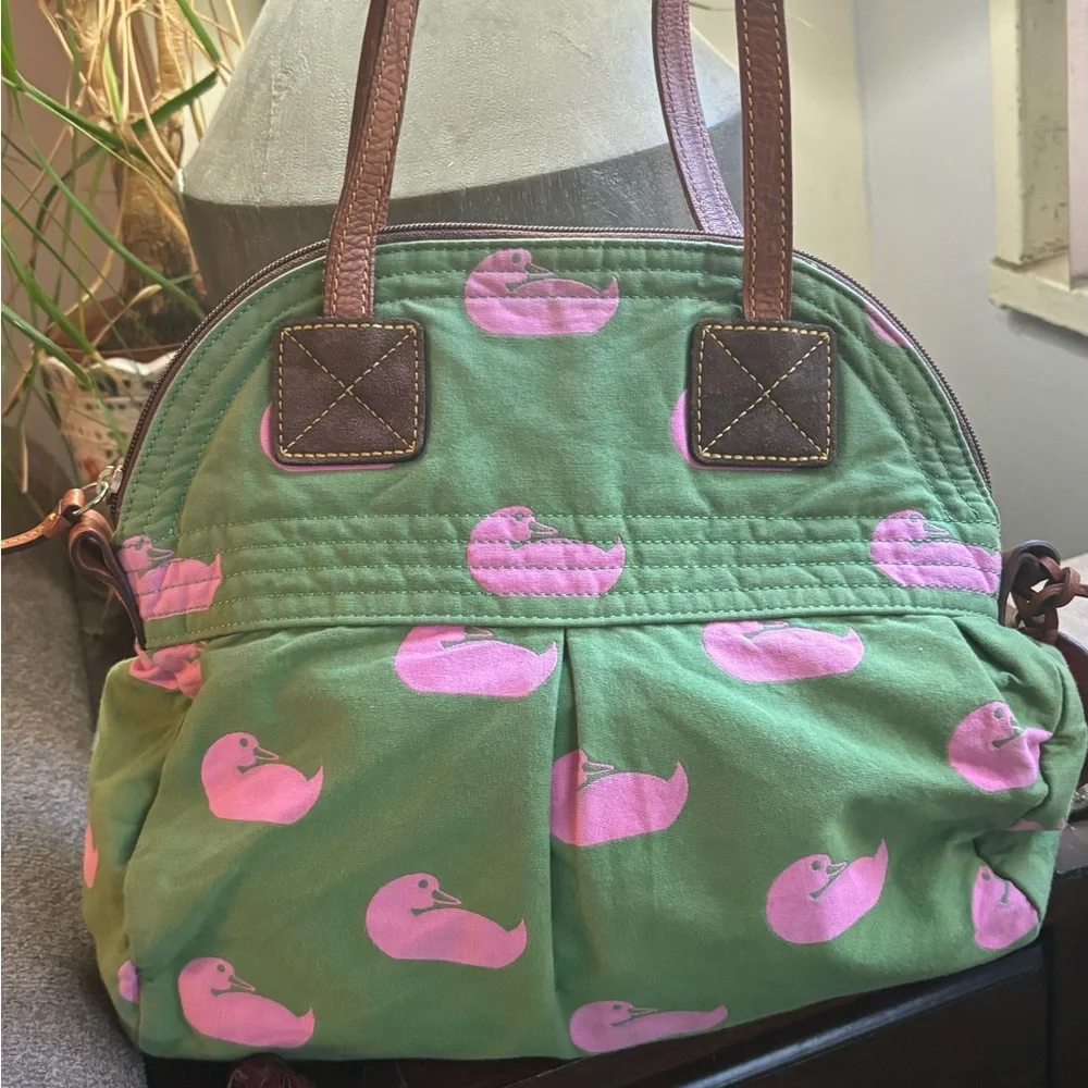 RARE🔥Authentic DOONEY & BOURKE Leather/cotton Duck print Satchel/Shoulder bag - Picture 4 of 16